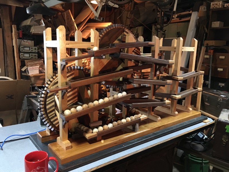 Wooden Rolling Ball Clock
