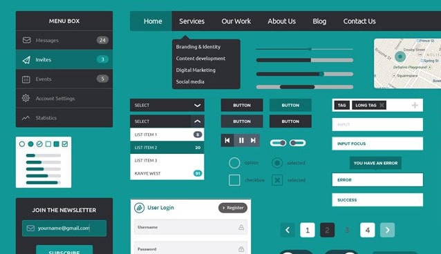 Free Flat GUI Templates » 25 Best Free Flat style UI