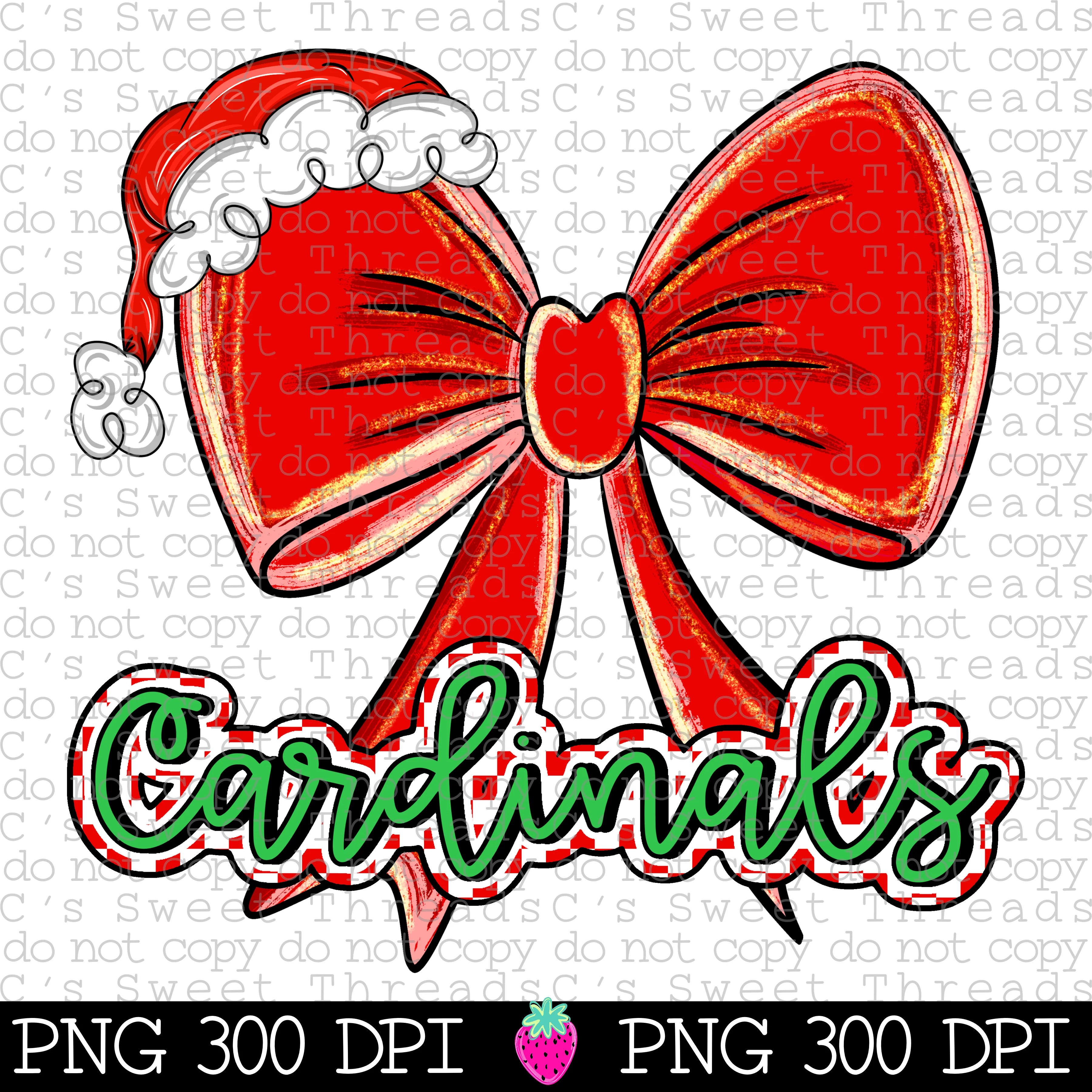 Cardinals Christmas Checker Bow c’ssweetthreads