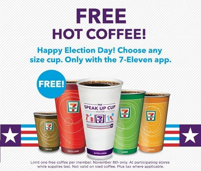 7Eleven Celebrates Election Day with Free Coffee Convenience Store