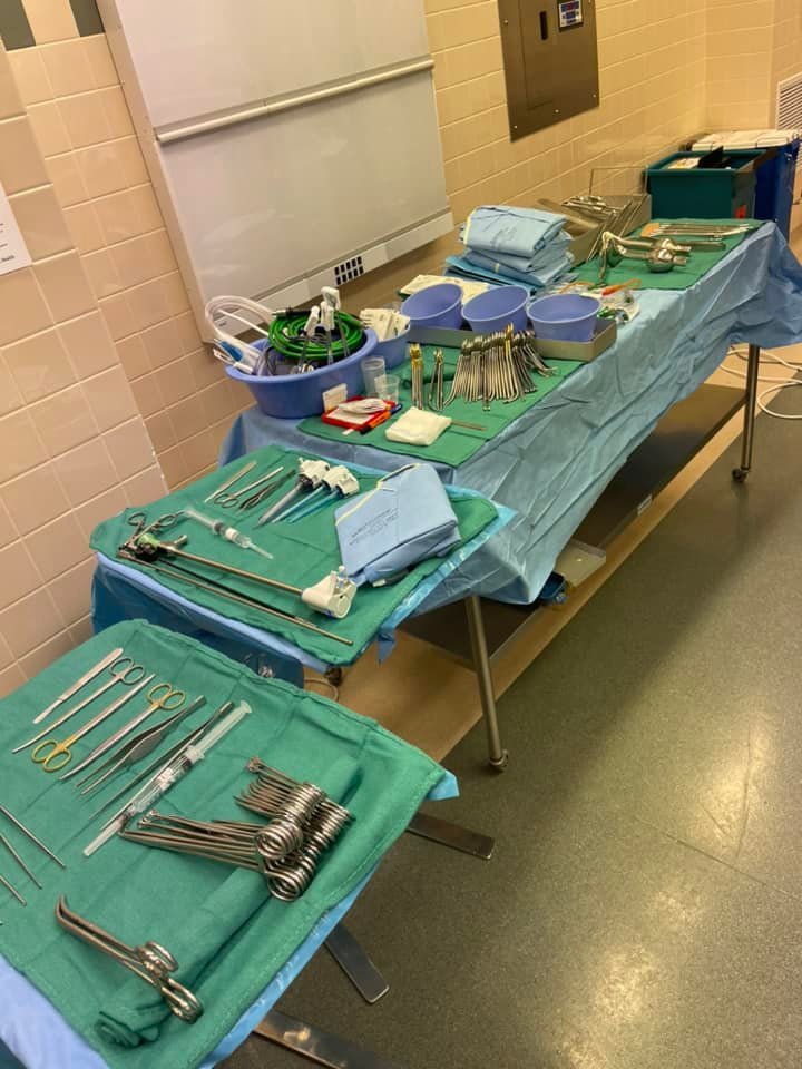 Laparoscopic Hysterectomy mayo stand and back table setup CSTSetup