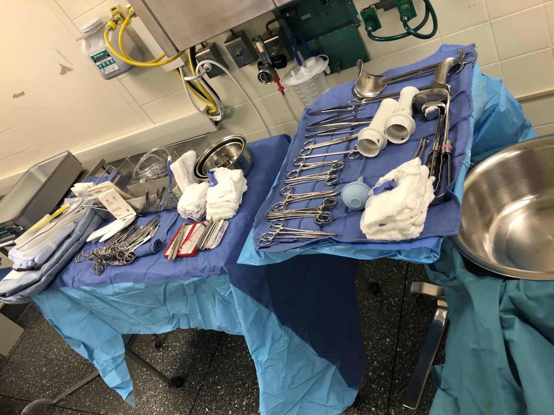 Cesarean Section (C Section) mayo stand and back table setup CSTSetup