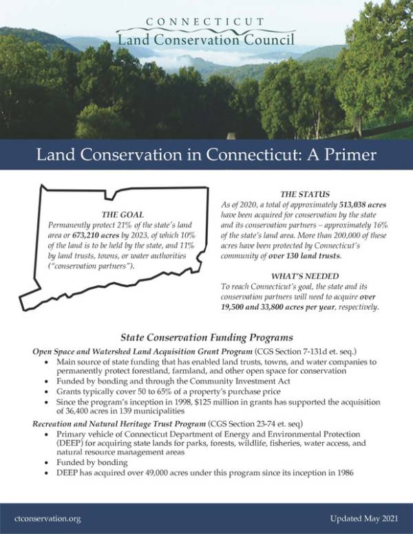 CT Conservation Primer Connecticut Land Conservation Council