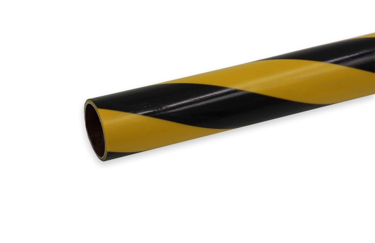 Pipe, PlasticCoated 1mm Thick Steel, 28mm Dia 4M Yellow & Black Spiral
