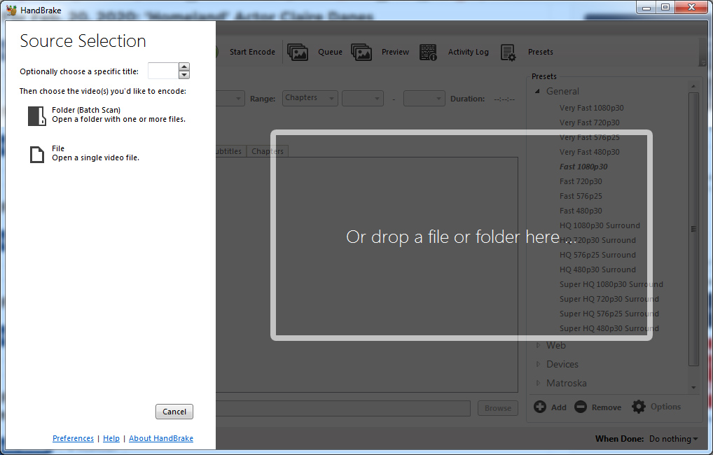 Handbrake Convert DVDs to .MP4 seat of the pants productions
