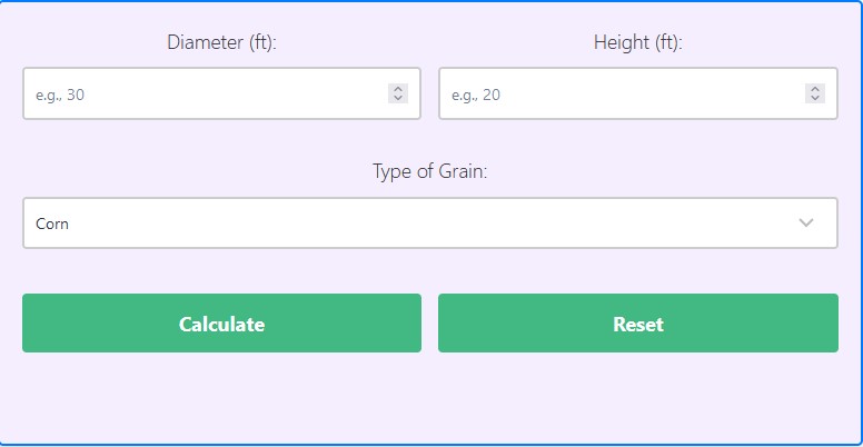 Grain Bin Capacity Calculator > Chart > Formula