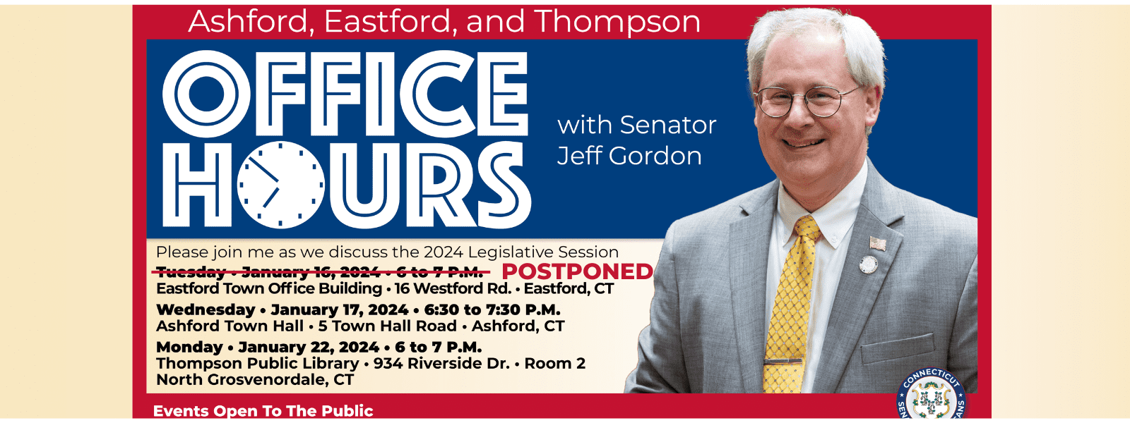 Join Me for Office Hours Eastford, Ashford & Thompson Connecticut