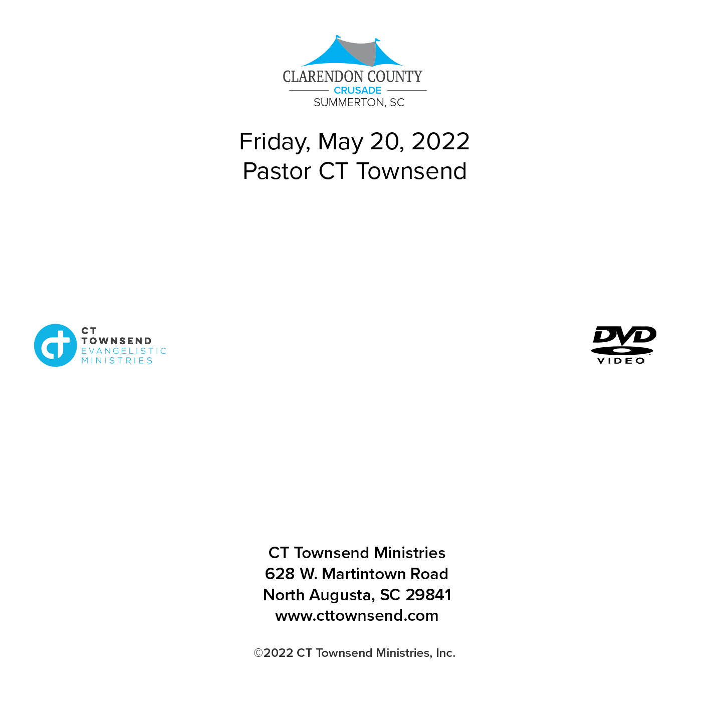 Clarendon County Crusade 2022 DVDs CT Townsend