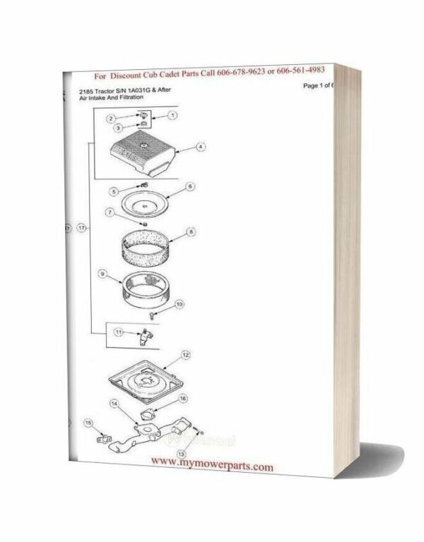 Cub Cadet Parts Manual For Model 2185 Tractor Sn 1a031g And After PDF