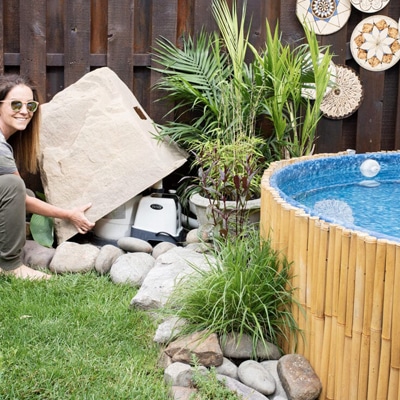 How to DIY an above-ground pool pump cover with a fake rock - Cuckoo4Design