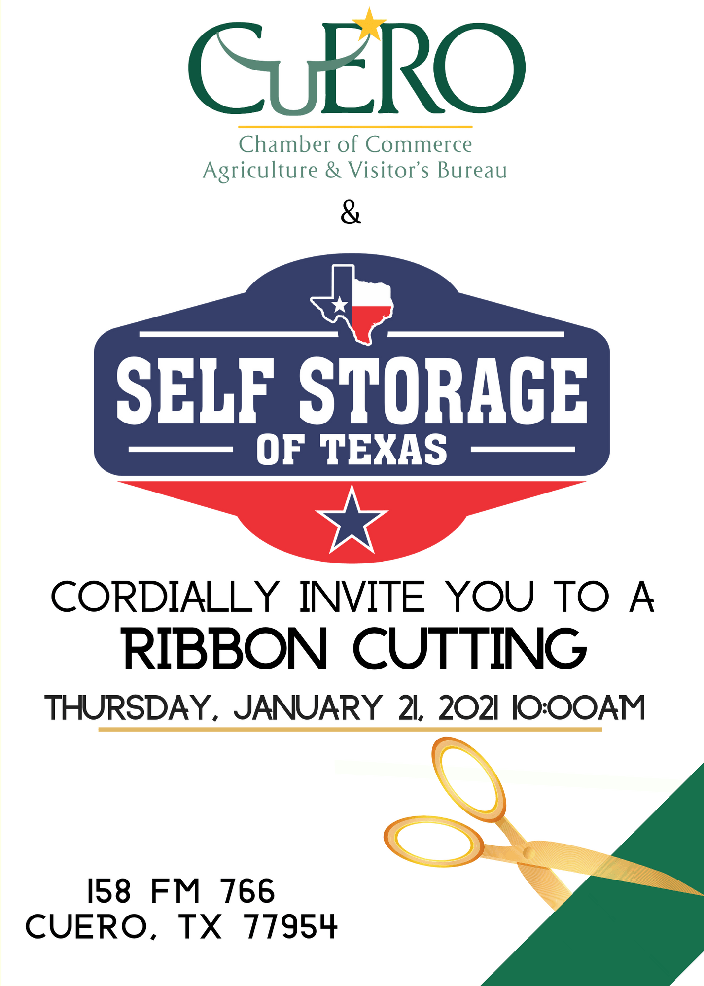 Self Storage of Texas Ribbon Cutting Cuero Chamber of Commerce