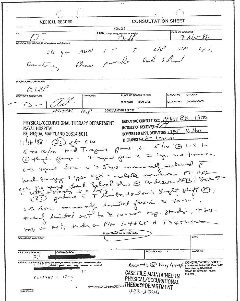 SF 513, Clinical Record Consultation Sheet