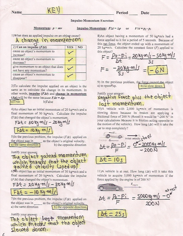 ImpulseMomentum Exercises Physics and AP Physics 1