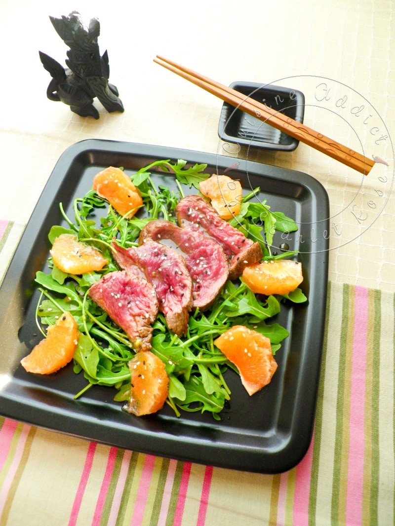 Boeuf grillé, roquette et pamplemousse Recette de salade