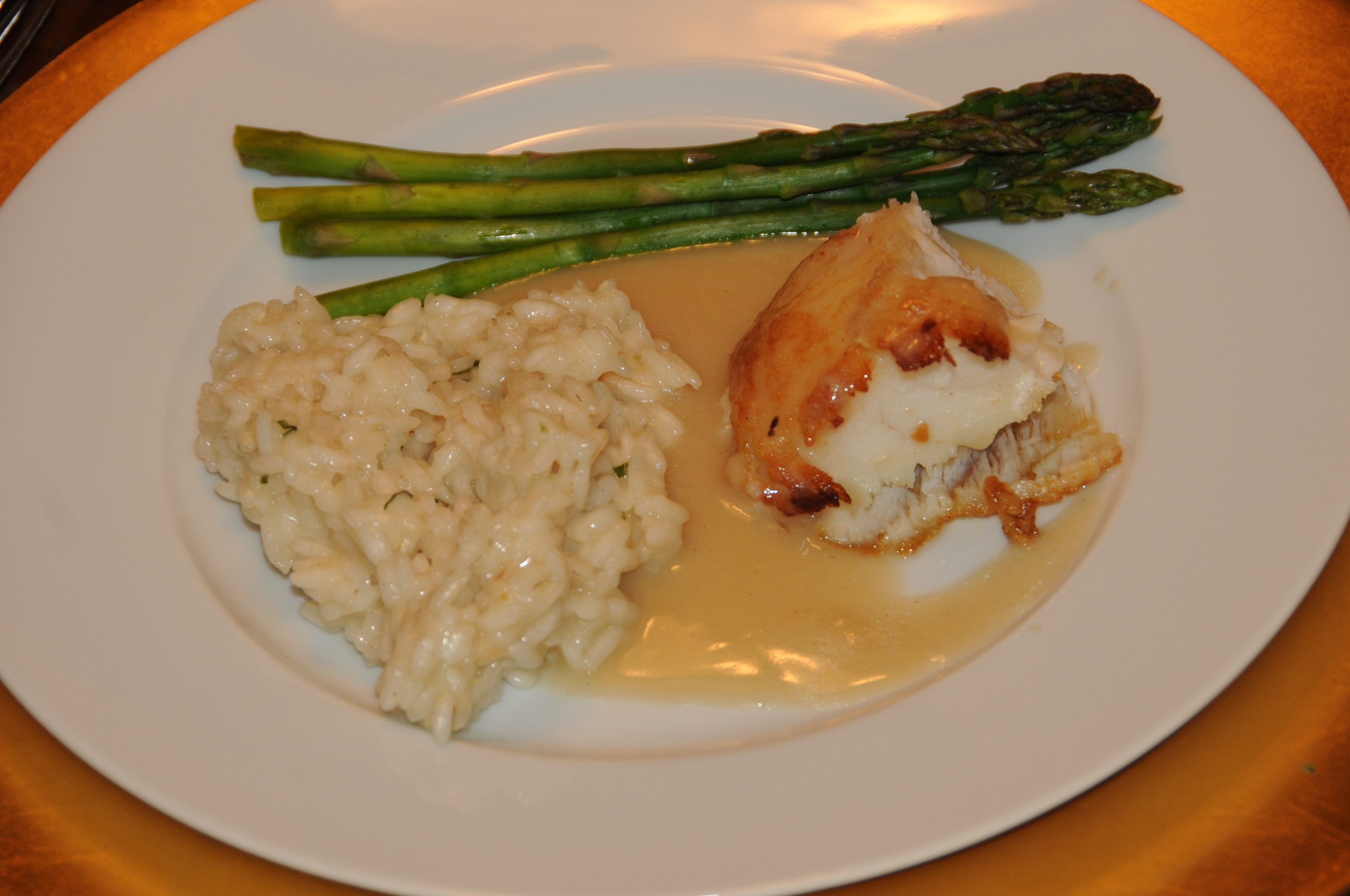 Chilean Sea Bass with a Vin Blanc Sauce and Herbed Risotto Putting My