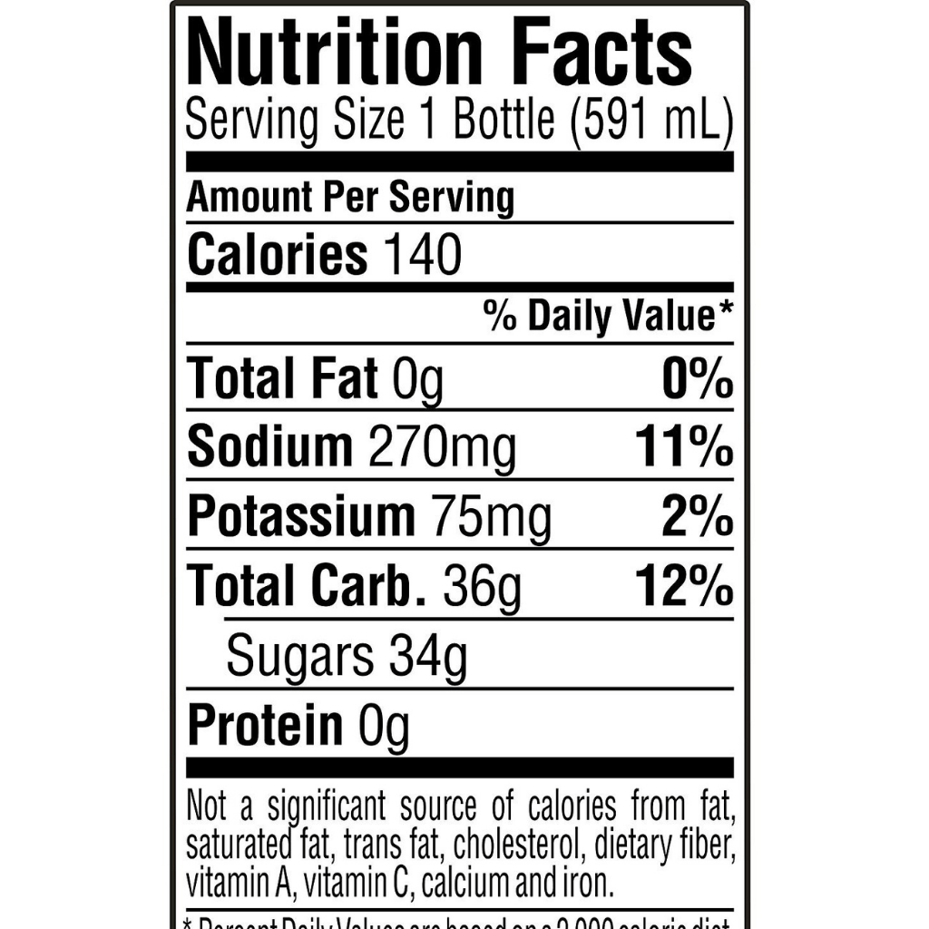 Nutrition Facts For a 32 oz Gatorade Bottle Cully's Kitchen