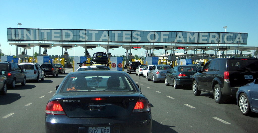The current wait time at the U.S. border between Quebec and NY is three hours