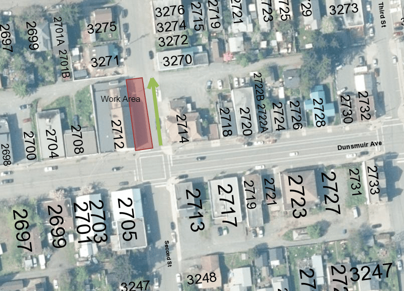 Road Closure Notice Second Street from Dunsmuir Avenue to MidBlock