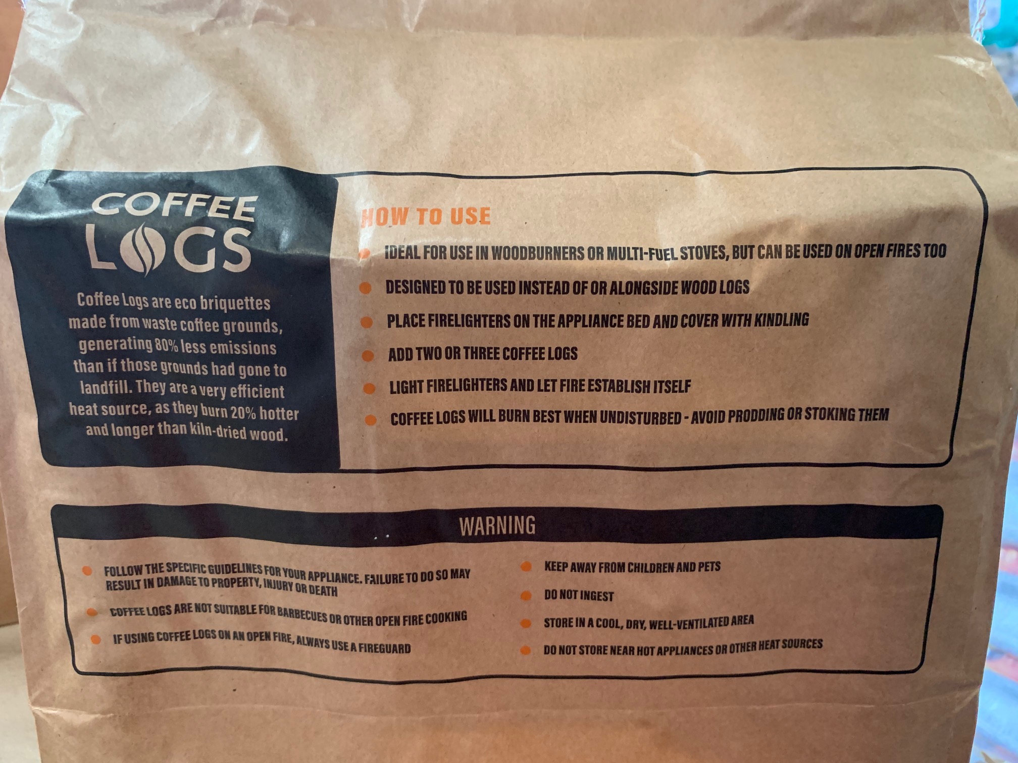 Coffee Logs BioBean (1x16 Logs) Cumbria Green Fuels