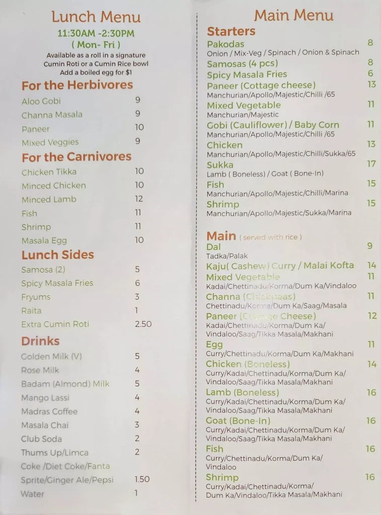 Cumin N Eat Menu (Updated September 2024)