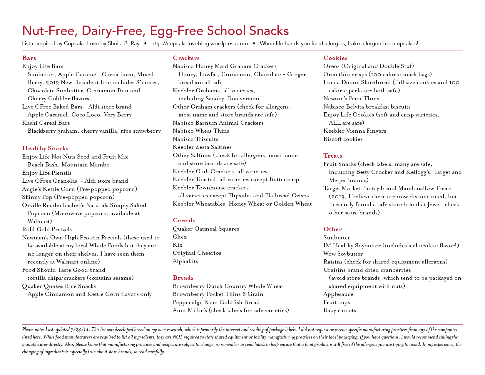School Snacks [NutFree, DairyFree, EggFree] Cupcake Love