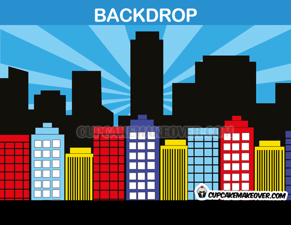 Superhero Comic Backdrop Blue Background Instant Download