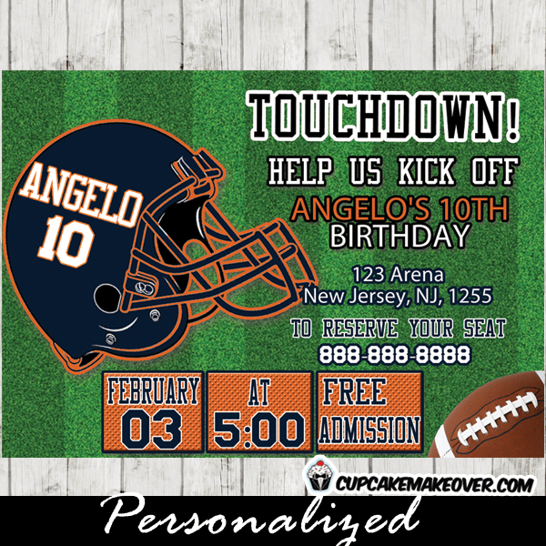 Football Birthday Invitations for Boys Personalized Cupcakemakeover