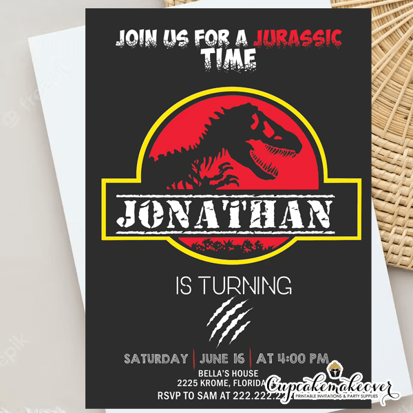 Jurassic World Birthday Invitations, Dinosaur Party Cupcakemakeover