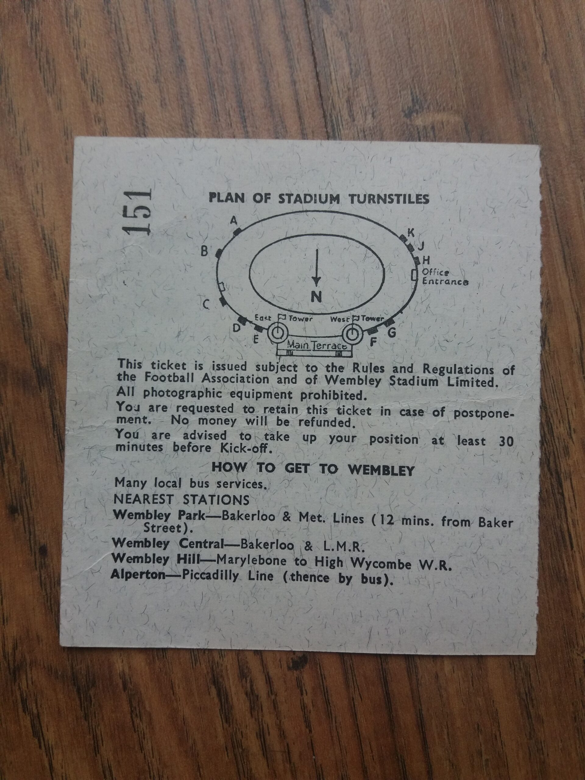 1966 World Cup Finals Group Ticket England vs France Cup Final