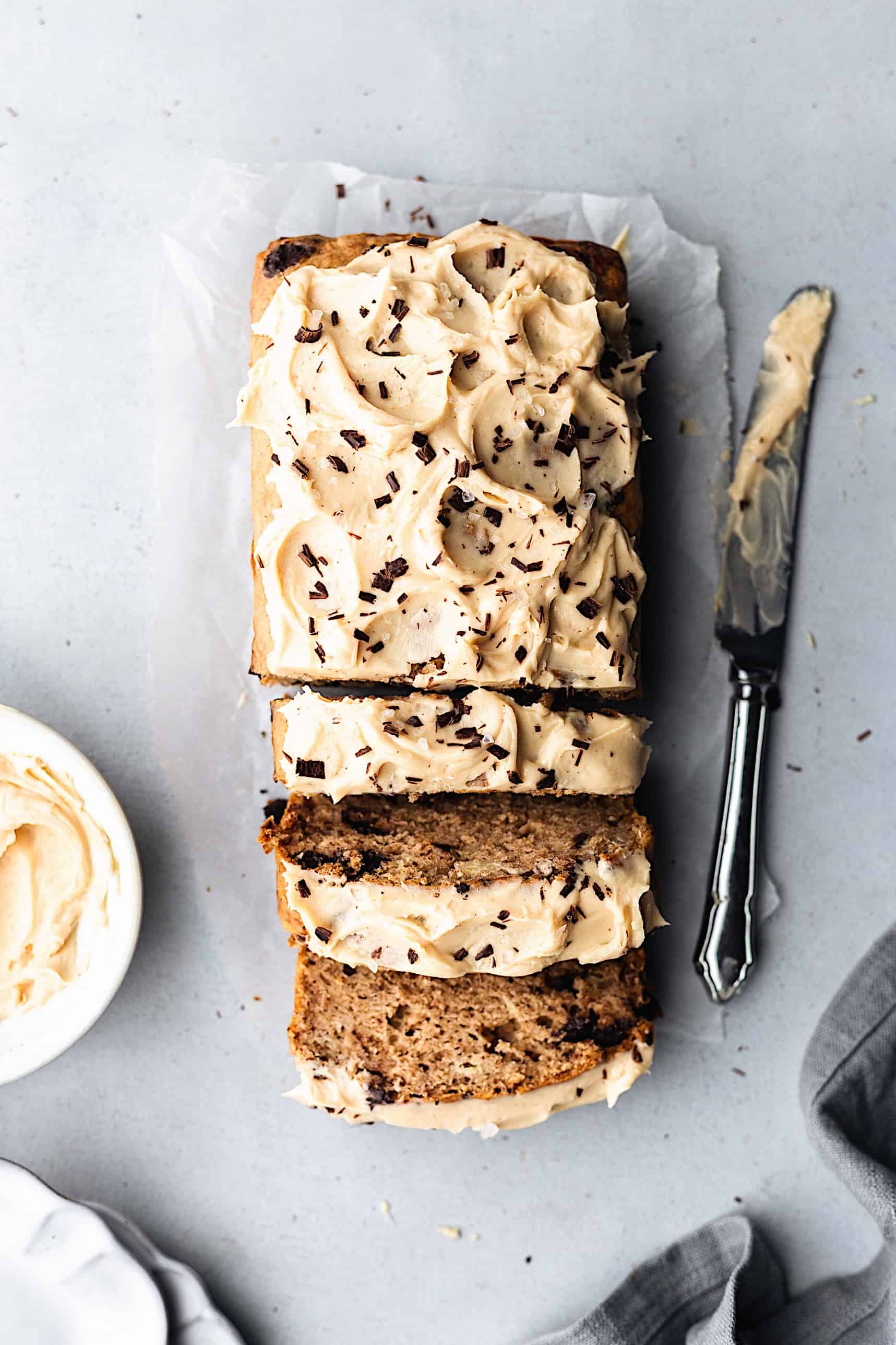 Chocolate Chip Banana Bread with Peanut Butter Frosting Cupful of Kale