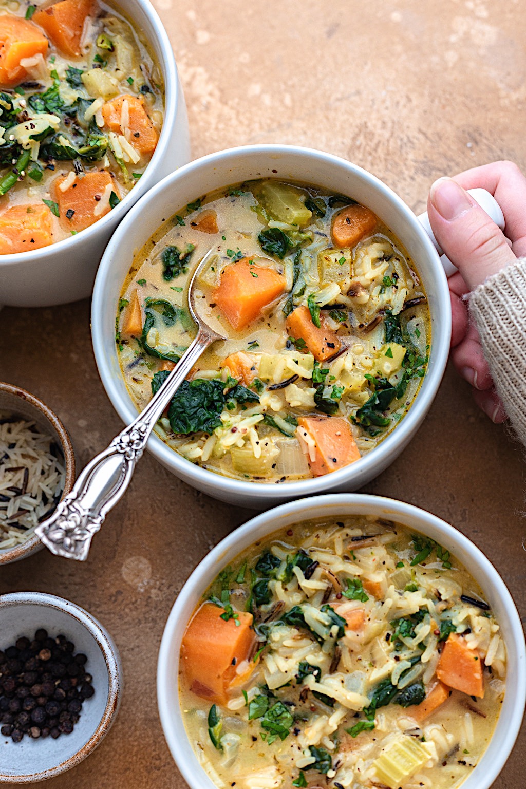Creamy Sweet Potato and Wild Rice Soup Cupful of Kale