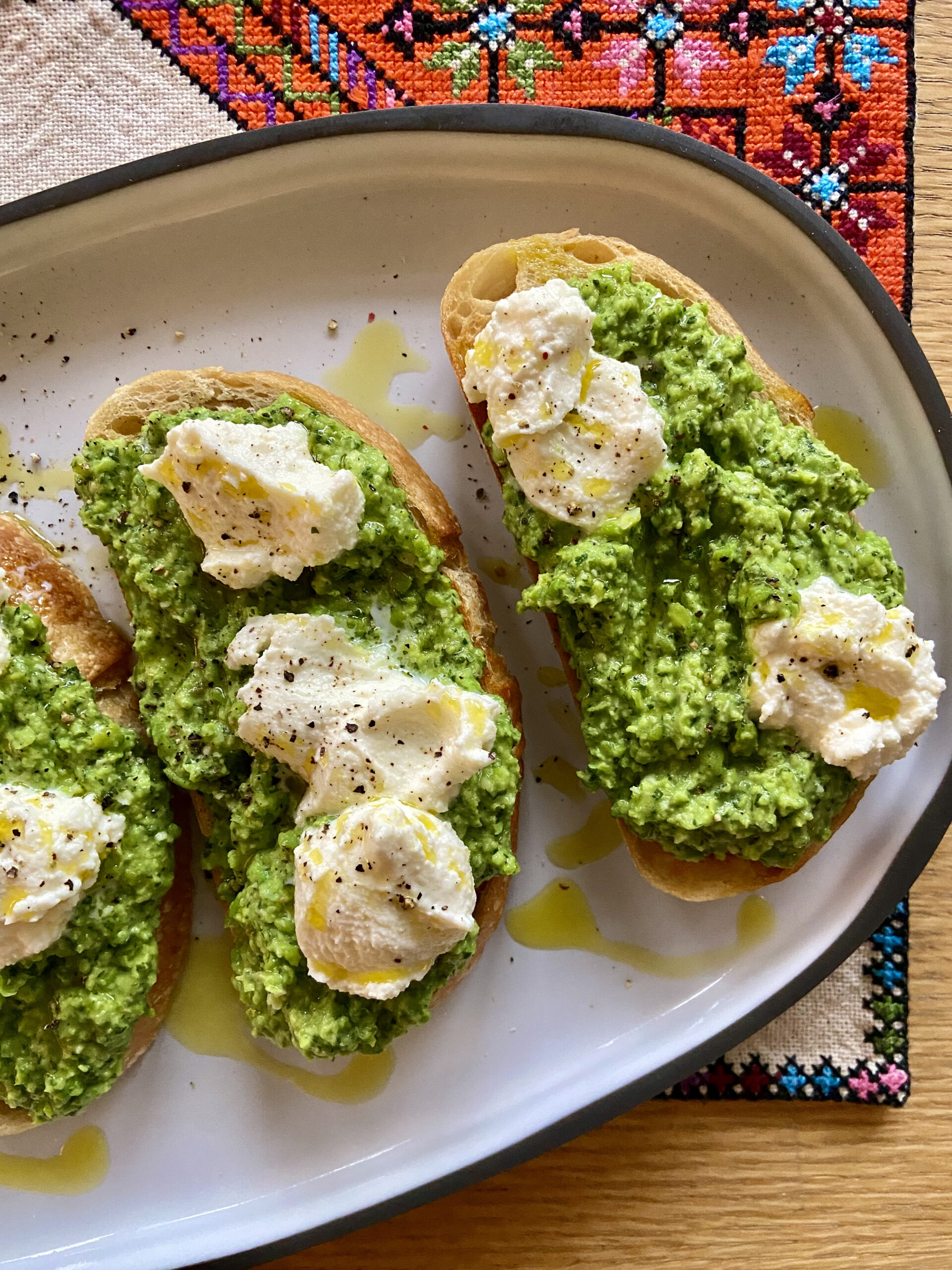 Smashed Pea Toasts with Ricotta Cup of Jo
