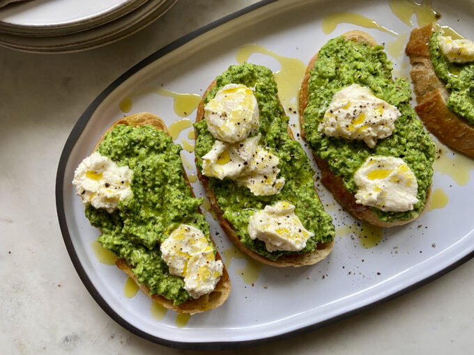 Smashed Pea Toasts with Ricotta Cup of Jo