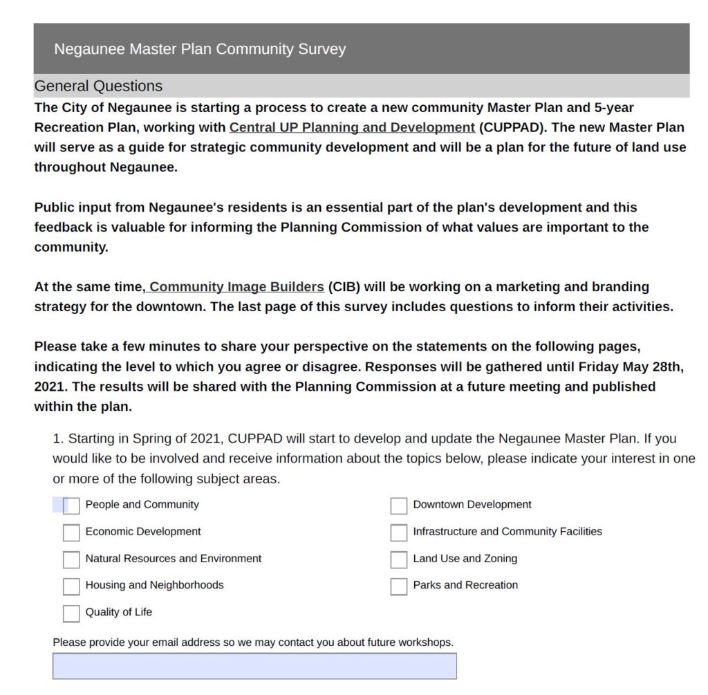 City of Negaunee Central Upper Peninsula Planning and Development