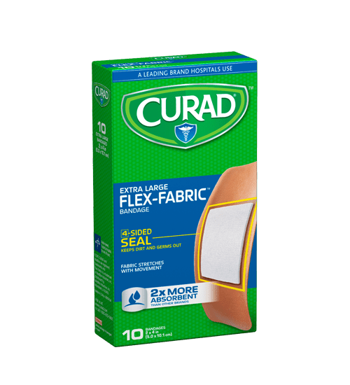 FlexFabric Extra Large Bandages, 2" x 4", 10 count Curad Bandages Official Site