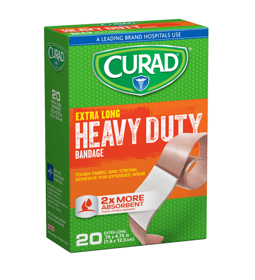 Heavy Duty Extra Long Bandages, .75" x 4.75", 20 count Curad Bandages