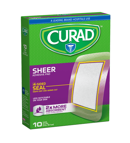 Sheer Adhesive Pad, 3" x 4", 10 count Curad Bandages Official Site