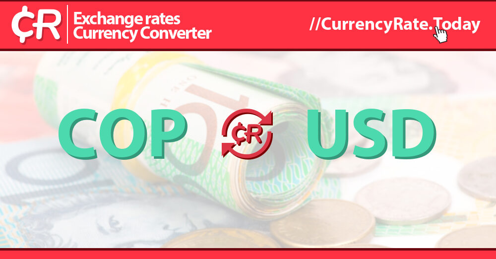 4500 Colombian Pesos (COP) to US Dollar (USD) Currency Converter