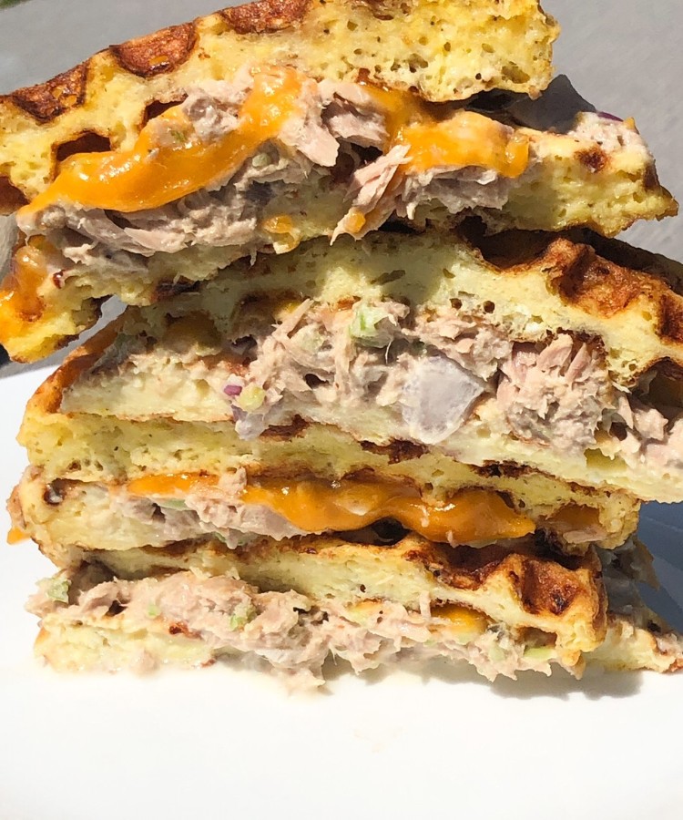 Keto Tuna Melt Chaffle Curbing Carbs