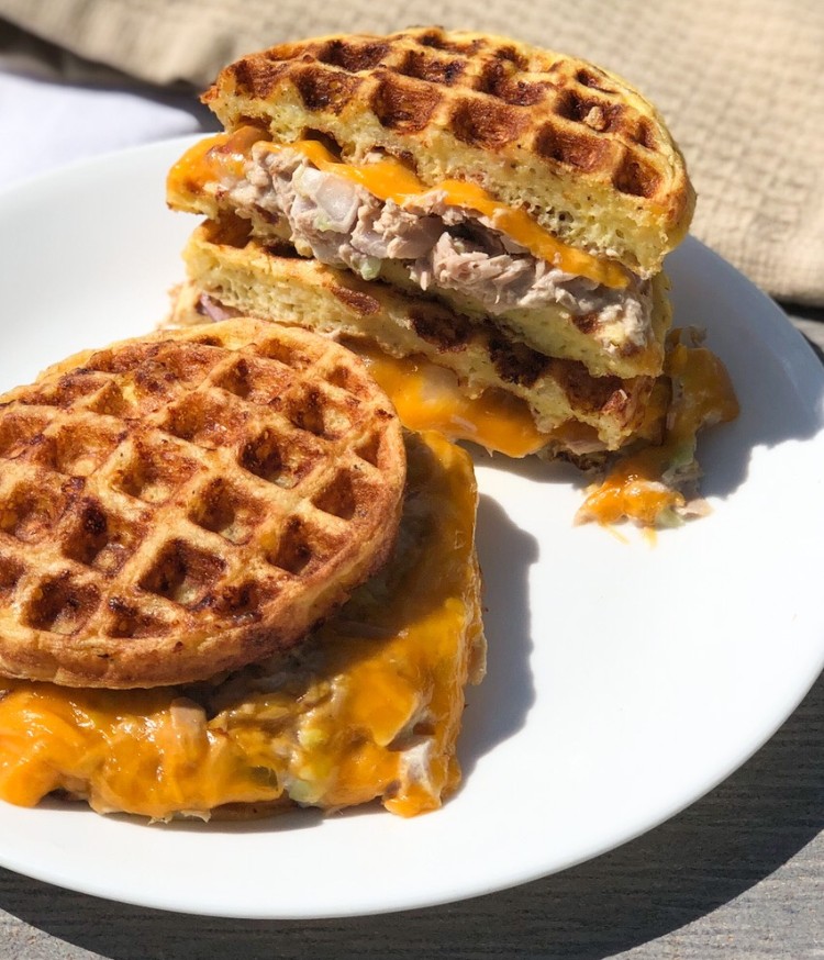 Keto Tuna Melt Chaffle Curbing Carbs