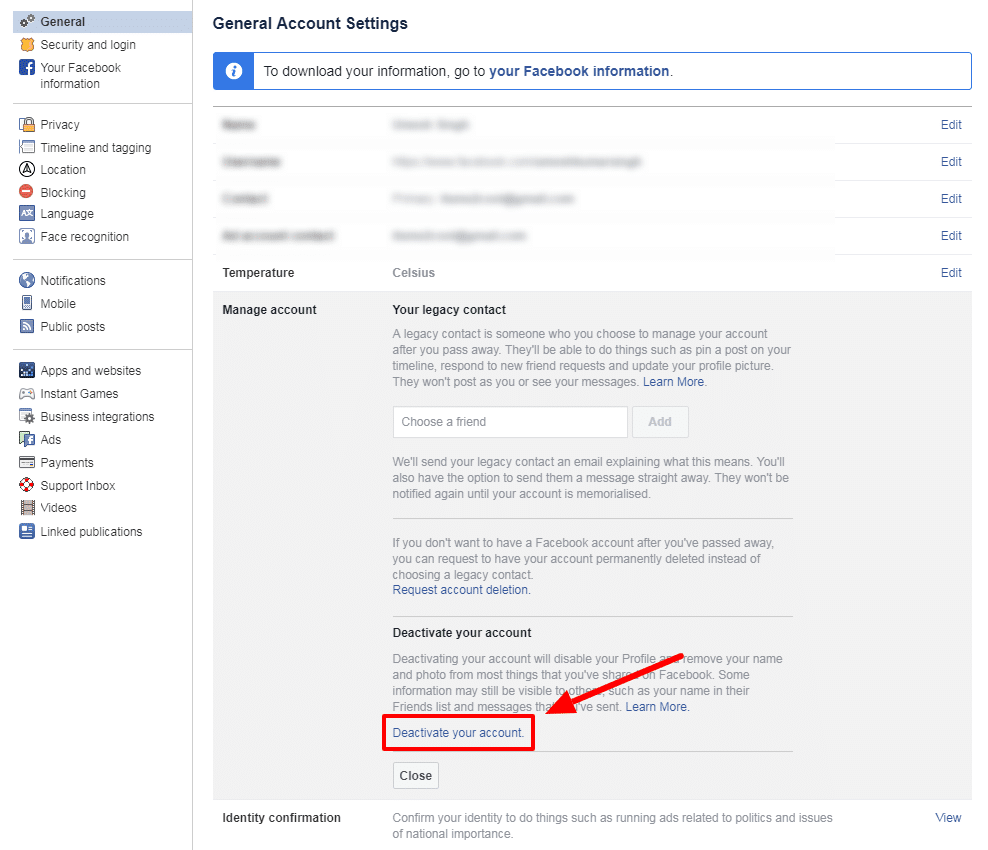 Account Settings Facebook Help Center