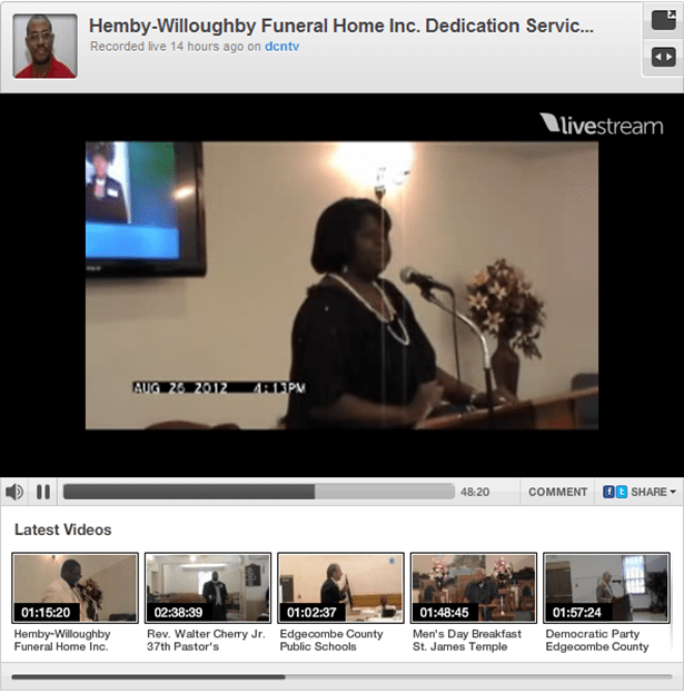 Video/Pictures HembyWilloughby Funeral Home Inc. Fountain NC