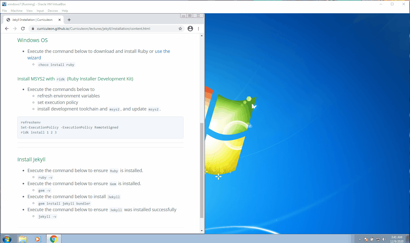 Jekyll Installation Windows OS Curriculeon
