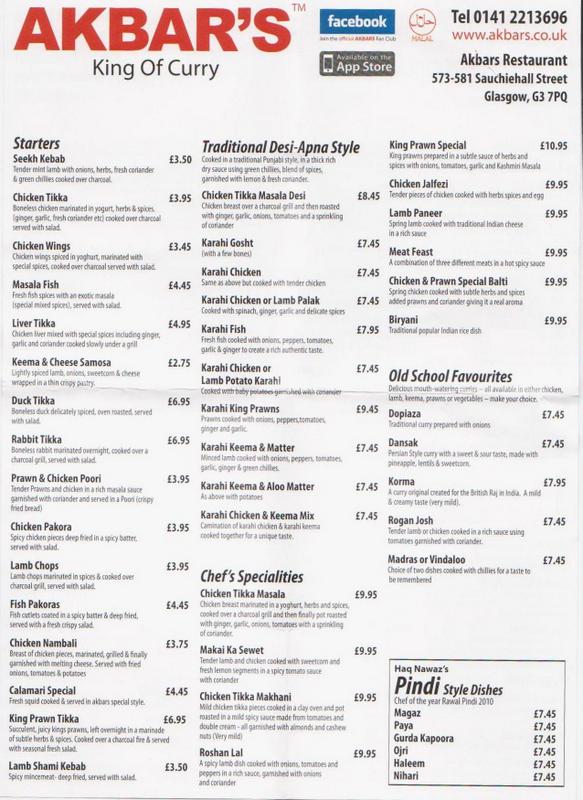 Akbars Menu CurryHeute