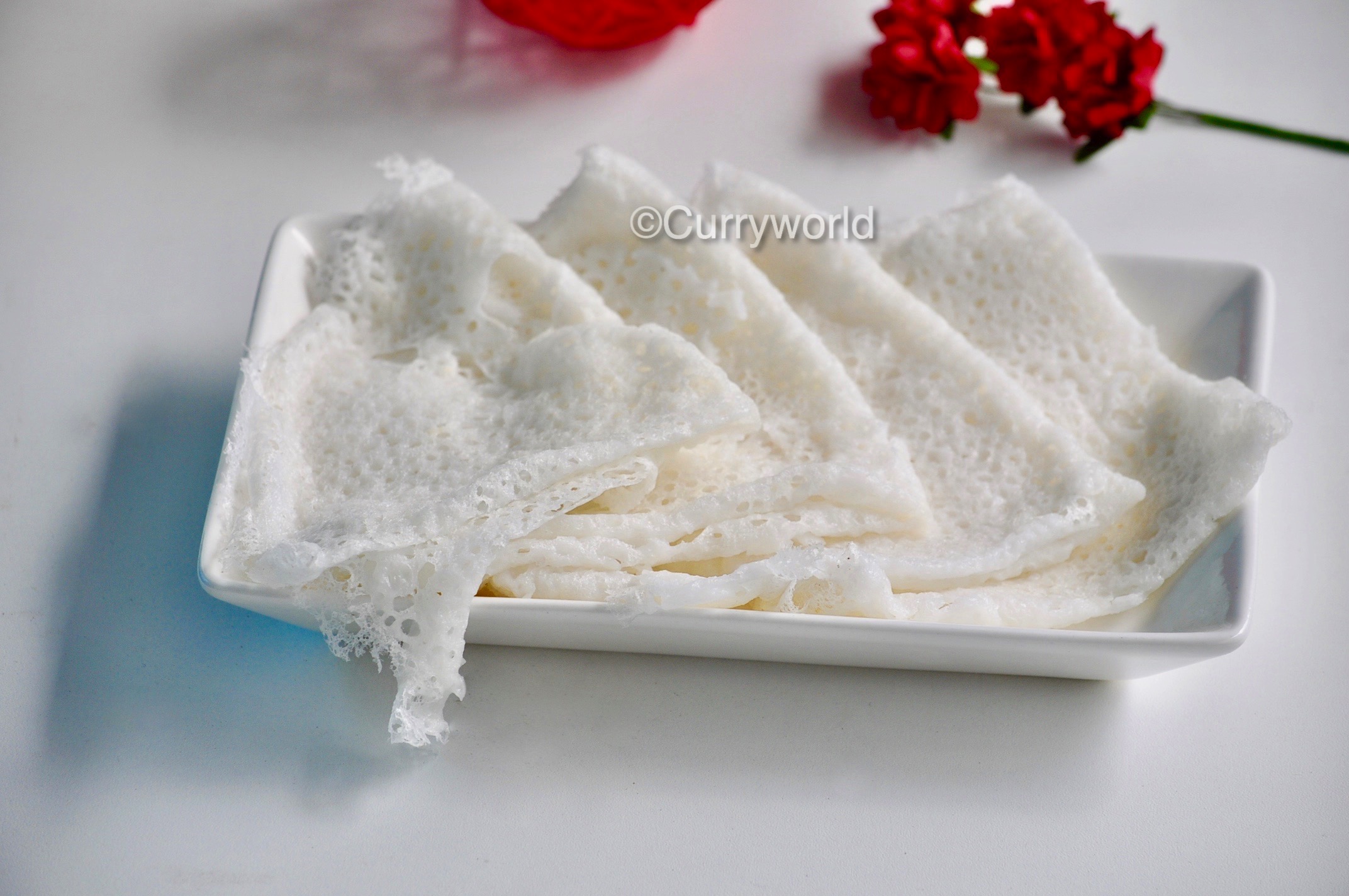 Neer Dosa and Egg Roast Curryworld