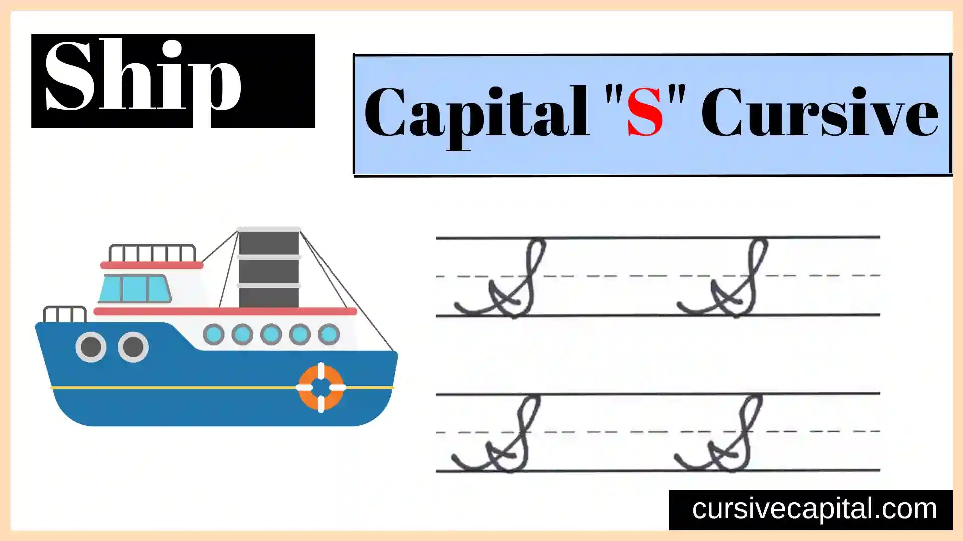 Capital S in Cursive Worksheet and Tutorial
