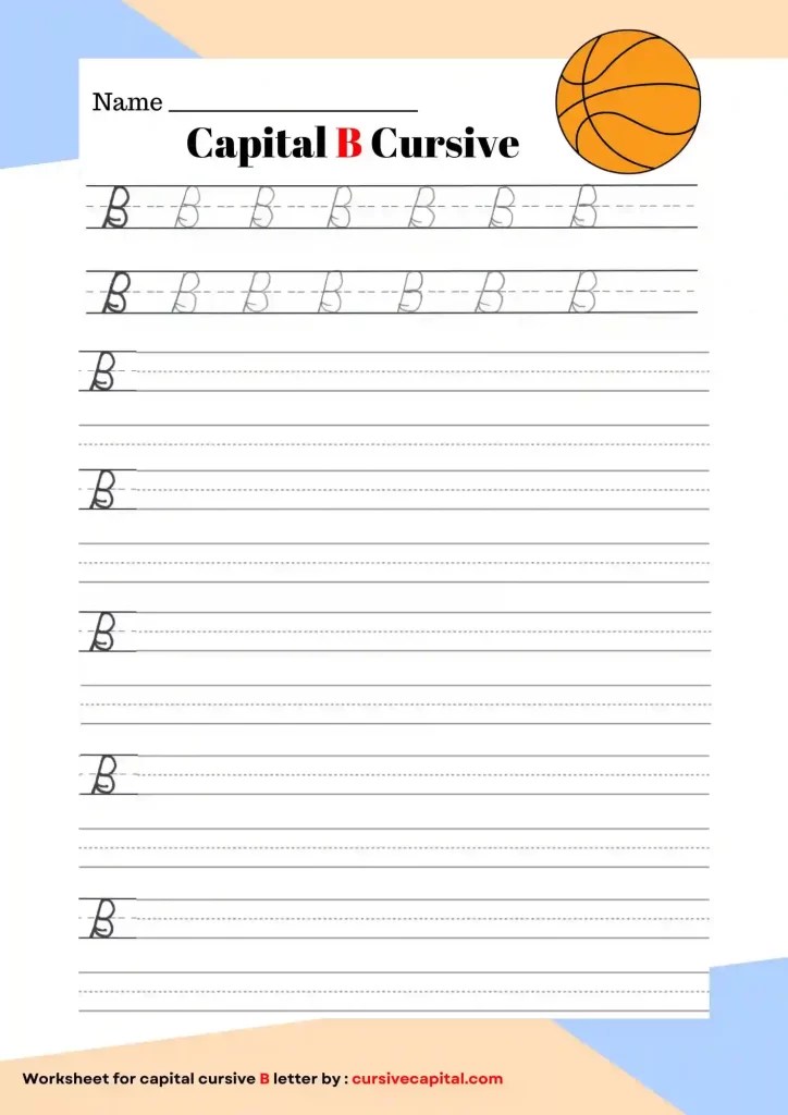 Capital B in Cursive Worksheet and Tutorial