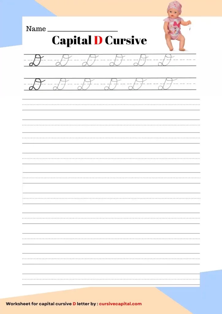 Write Capital D in Cursive : Uppercase D in Cursive