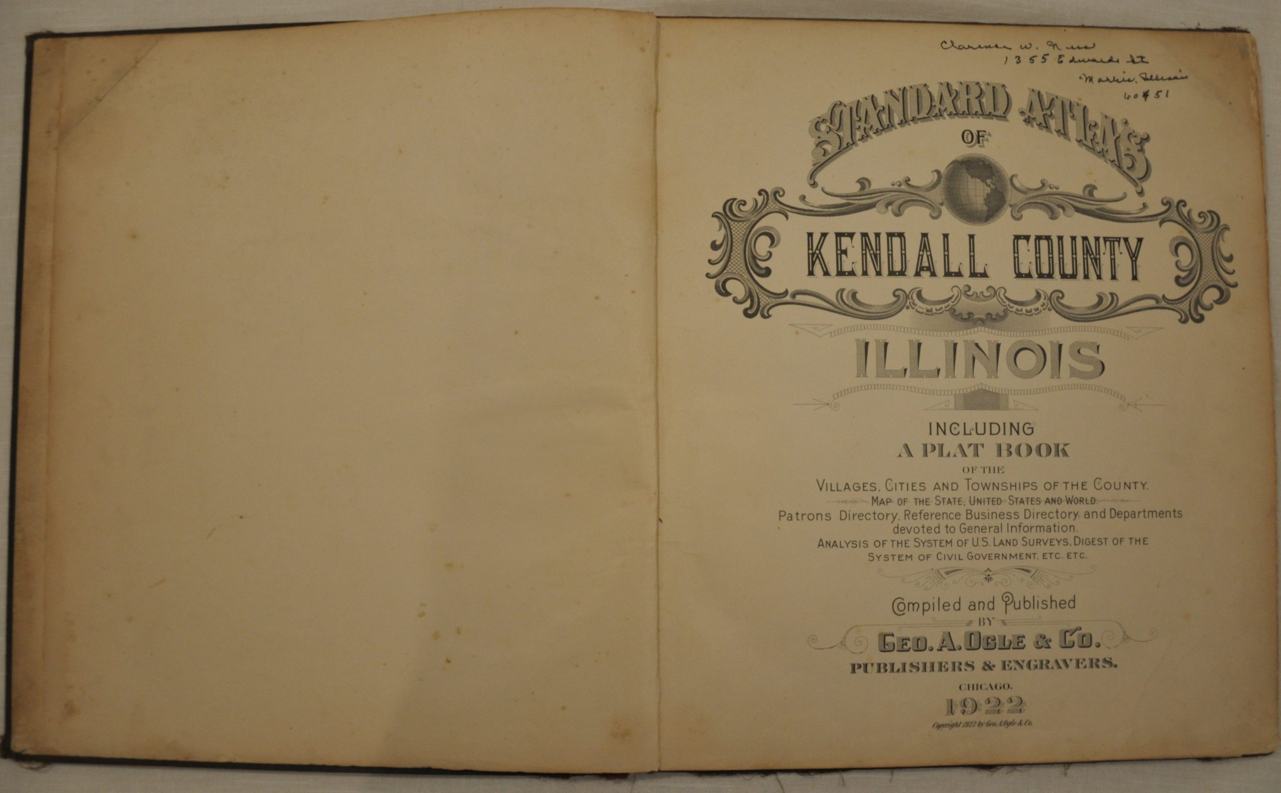 Standard Atlas of Kendall County, Illinois Curtis Wright Maps
