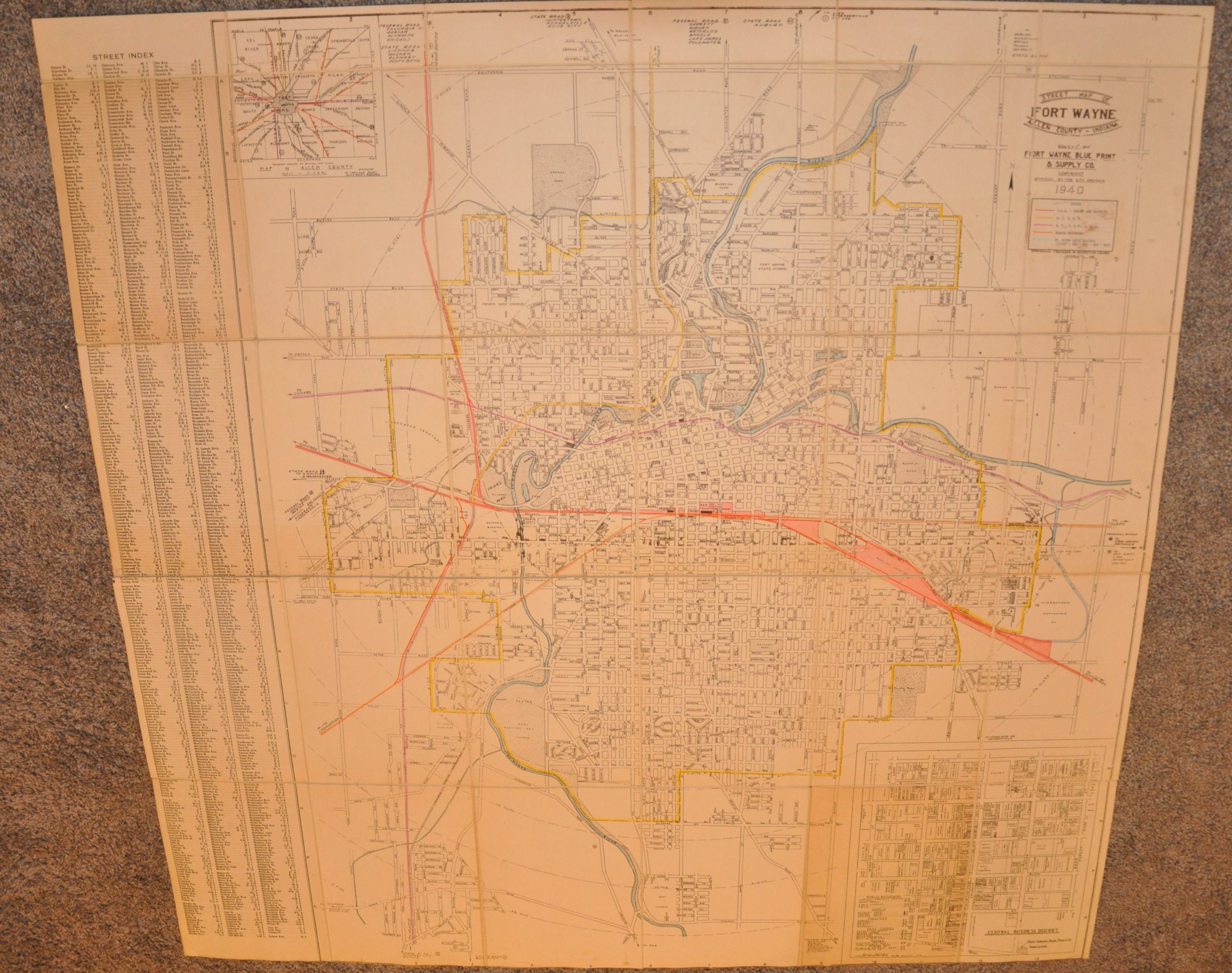 Street Map of Fort Wayne Allen County Indiana Curtis Wright Maps